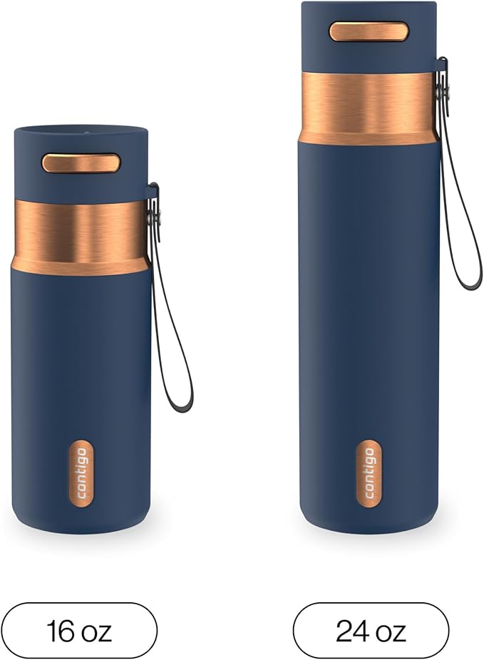 Contigo AutoSeal 24 oz Stainless Steel Vacuum-Insulated Water Bottle with Leakproof Push-Button Spout & Lock, Carry Strap, BPA-Free & Lead-Free, Dishwasher Safe - Image 5