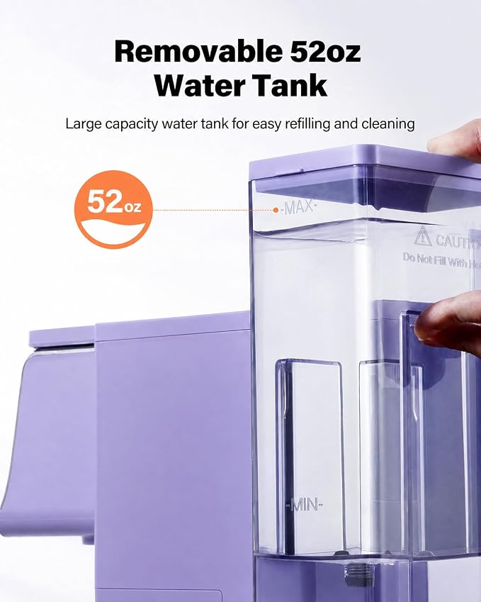 K Cup Coffee Maker, Single Serve Hot & Iced for K-Cup & Grounds | 52oz Removable Reservoir, Single Cup Coffee Maker with Bold Setting, 6-14oz Brew Sizes, Reusable Filter, Compact, Purple - Image 4