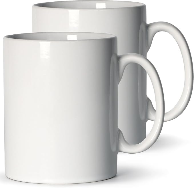 Large Coffee Mugs, 22 OZ(650ml) Extra Coffee Mug Set of 2, Smooth Ceramic Boss Cups, Big Capacity and Large Handle, for Dad Men, White by SHOWFULL