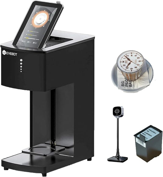 EVEBOT Mini Coffee Latte Art Machine– Mini Drink Art Machine for Custom Photos & Text on Coffee, Cocktails, Yogurt, Cakes & Cookies – Brown*1