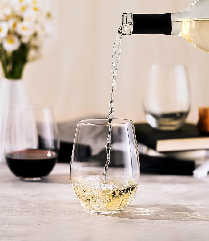 Stemless Wine Glasses Set of 2, 18oz Red White Wine Glass, No Stem | Glassware, Sturdy Drinking Glass, Home Bar, Daily Use, Hosting, Evening Party, Birthdays, Housewarming - Image 3