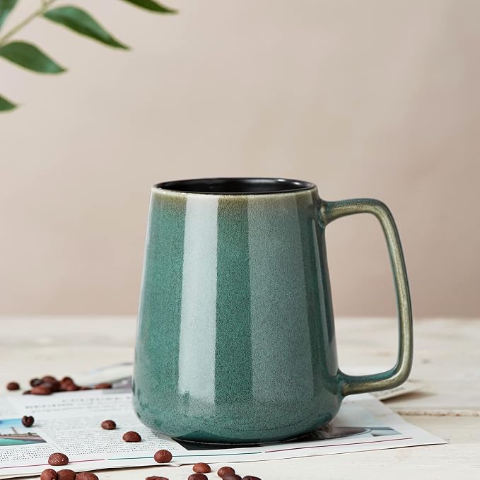 24 oz Large Ceramic Coffee Mugs, Extra Large Mug, Big Handle (24 oz green) | Extra Large Tea and Coffee Cups, Large Handle Coffee Mug for Office and Home, Microwave and Diahwasher Safe - Image 3