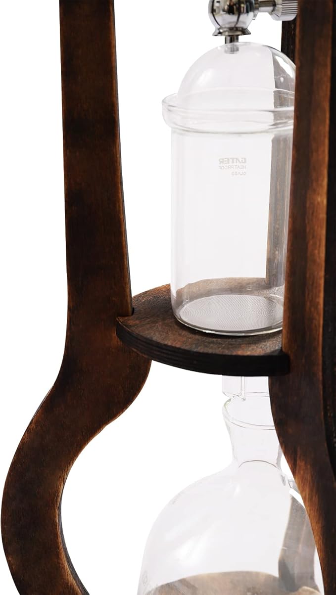 Ice Cold Drip Tower, 6-8 Cups 600ml Portable Cold Brew Coffee Machine -20~300℃ Temperature Range With Slow Drip TechnologyIBamboo Straight Frame for Home Office Drip Coffee Maker