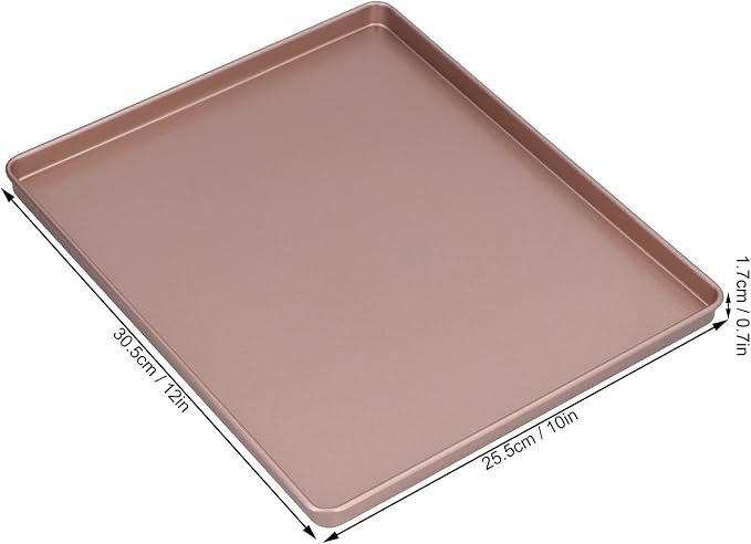 Non Stick Baking Pan Rose Gold Multifunctional Bakeware for Pizza and Bread 30.5x25.5cm - Carbon Steel Durable Tray - Image 3