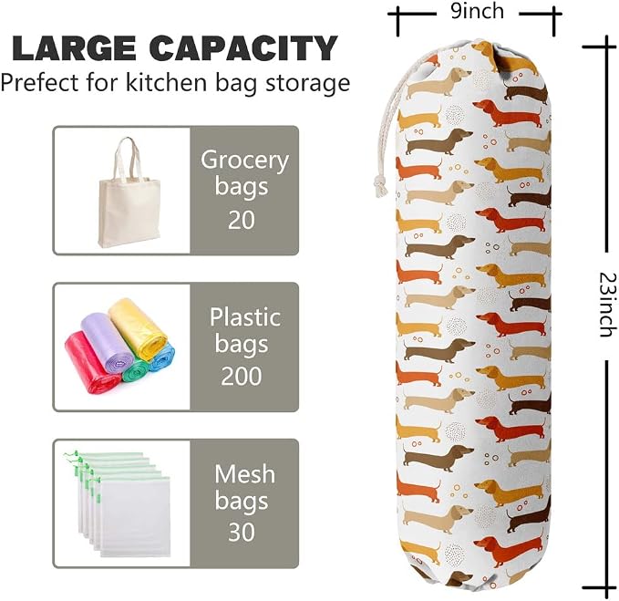 Dog Pattern Grocery Bags Holder Organizer - Wall Mount Plastic Bags Storage Container Dispensers, Perfect Gifts for Dog Lovers - Image 2