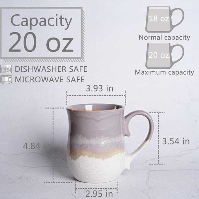 Bosmarlin Large Ceramic Coffee Mug, 20 Oz, Big Tea Cup for Office and Home, Dishwasher and Microwave Safe(20 Oz, Purple) - Image 2