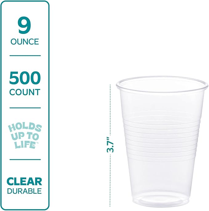 Comfy Package GUSTO Clear Plastic Cups [9 oz - 500 Count] – Disposable Drinking Cups for Parties, Events, & Everyday Use – Crystal Clear, BPA-Free, Durable Polypropylene - (Formerly