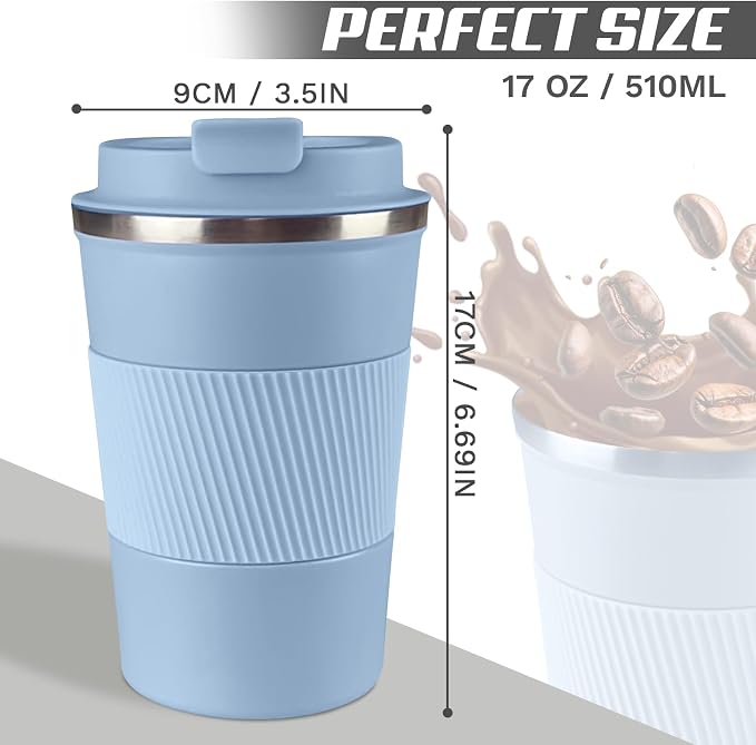 Vacuum Insulated Stainless Steel Travel Coffee Mug,Leak Proof Cup with Lid | 304 stainless steel mug with vacuum insulation, leak proof lid, silicone grip and car cup holder friendly design - Image 4
