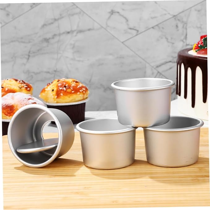 SECFOU 5-Piece Removable Bottom Round Cake Pan Set 2-Inch Aluminum Alloy Molds for Baking Non-Stick Metal Cake Pans for Cheese and Dessert for Home Bakers - Image 3
