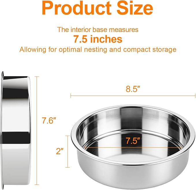 tifanso 3PCS 8" Round Stainless Steel Even Heating Cake Pans for Baking | Stackable Design, Perfect for Layer Cakes Birthday Parties & Weddings, Dishwasher Safe, Ideal for Home Bakers - Image 2