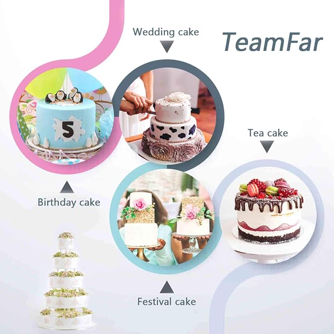 TeamFar Cake Pan, Stainless Steel Round Baking Tier Cake Pans Tins Set of 5 | 4''/6''/8''/9½''/11'' Layer Baking Tin, for Birthday Wedding Healthy & Heavy Duty, Mirror Finish & Dishwasher Safe - Set of 5 - Image 3