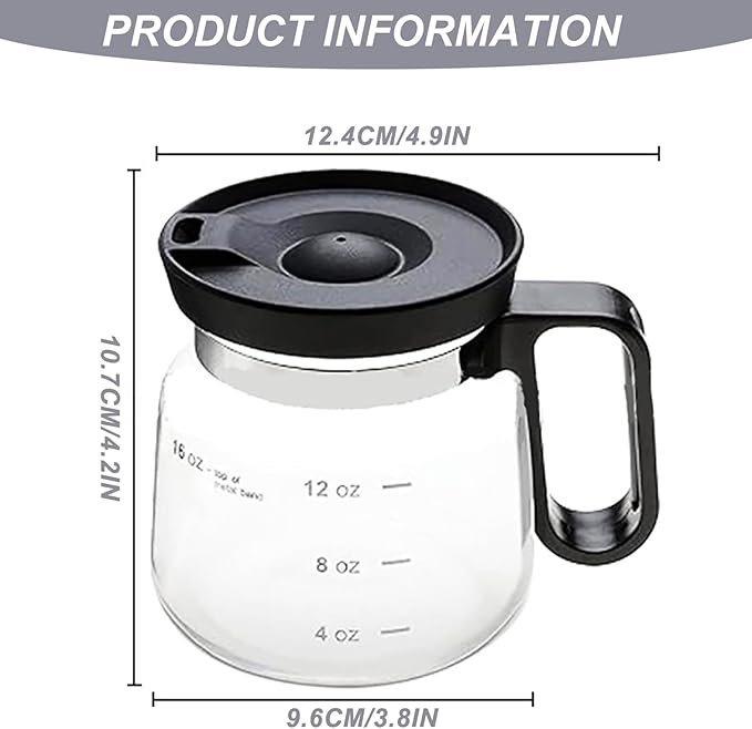 Mini Coffee Pot Mug 16oz Clear Glass Coffee Pot Mug with Handle and Straw-Type Travel Lid for Hot Teas Hot Chocolate