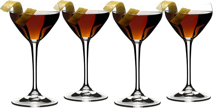Riedel Drink Specific Glassware, Nick & Nora Cocktail Glass, 4oz, Old-Fashioned Stemmed Cocktail Glasses, Martini, Manhattan, Set of 4 by Unknown