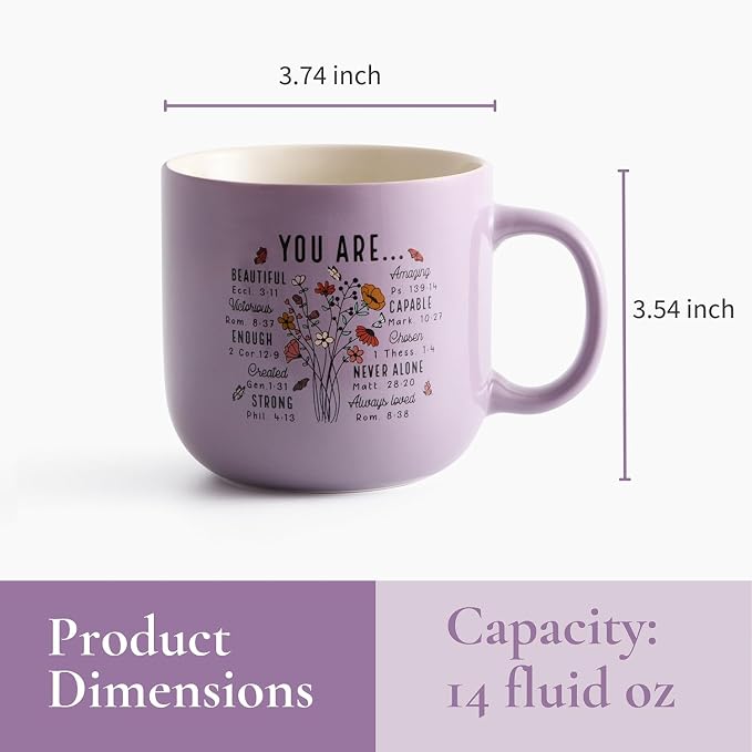 Christian Gifts – Bible Verse Ceramic Coffee Mug 14oz, Wildflower Faith Mug, Dishwasher & Microwave Safe, Inspirational Gift for Friends & Women - Image 2