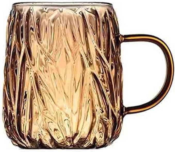 Glass Tumblers Glass Coffee Mugs with Handles for Tea Latte Juice Kitchen Glassware(Amber) by Unknown
