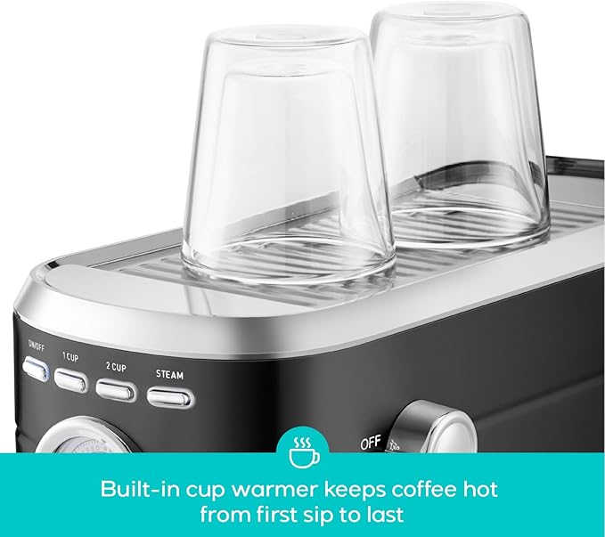 CASABREWS CM5418 Espresso Machine 20 Bar, Stainless Steel Espresso Maker with Milk Frother, Compact Cappuccino Machine for Home, Espresso Coffee Machine, Gift for Her, Gift for Family, Black
