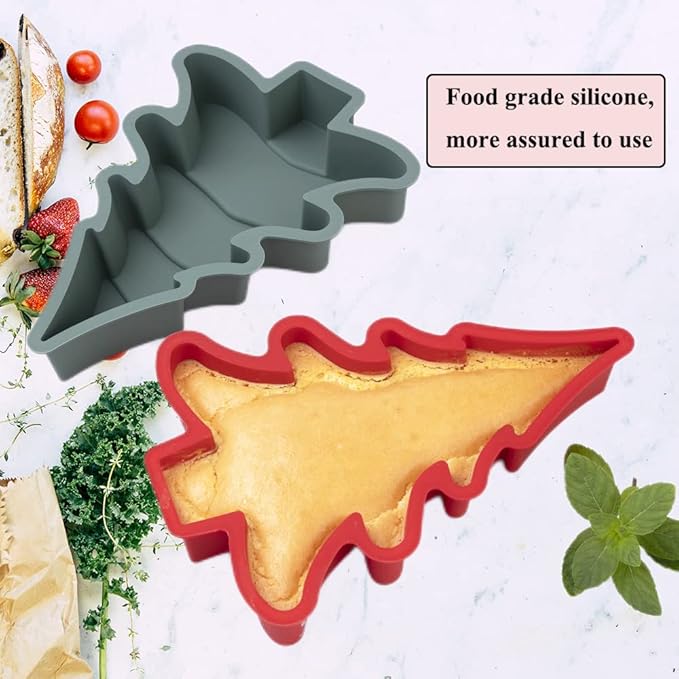 QTECLOR Christmas Tree Silicone Molds for Cake,Cute Cupcake Molds,Non-Stick Baking Molds,Biscuit Christmas Tree Snowflake Bells Gummy Baking DIY Tools,Holiday New Year Party Gift for Kids Teens