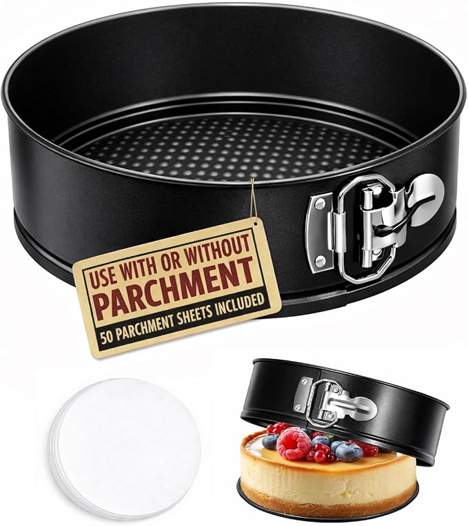 7 Inch Springform Pan 50 Pcs Parchment Paper Baking Mold Cake Cheesecakes | for Instant Pot 6, 8 Qt Pressure Cooker Leakproof Nonstick Removable Bottom Bakeware Pizza and Quiches Accessories Round by Tellshun