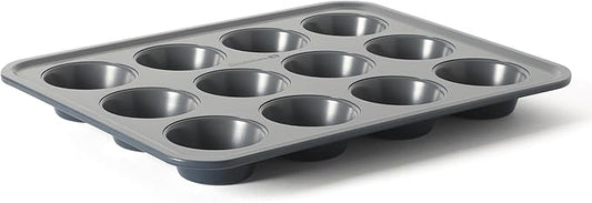 Calphalon Legacy 12 Cup PFA Free Nonstick Cupcake Muffin Pan Baking Pan in Blue, Heavy Gauge Steel Bakeware for Even Heating, Oven Safe Muffin Tray for Cupcakes by Unknown