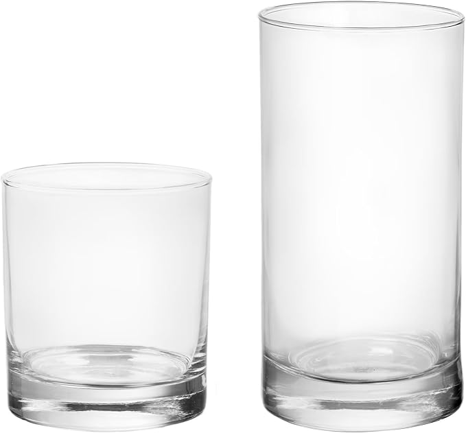 12 Piece Clear Glass Drinkware Set, Premium Cooler and Rock Glass Cups Assortment, Multipurpose Glassware for Water Juice Milk and Cocktail Beverages - Image 5