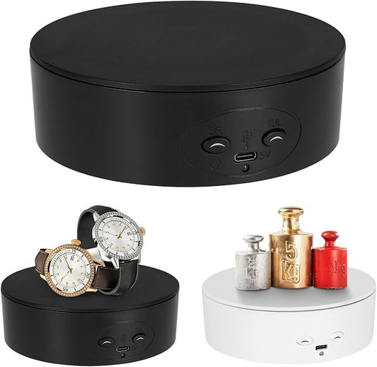 Motorized Rotating Display Stand, 5in/11lbs Load, 360° Rotating Platform for Jewelry Watch 3D Models Cake, Electric Spinning Display Stand for Live Show, Products Video shoot