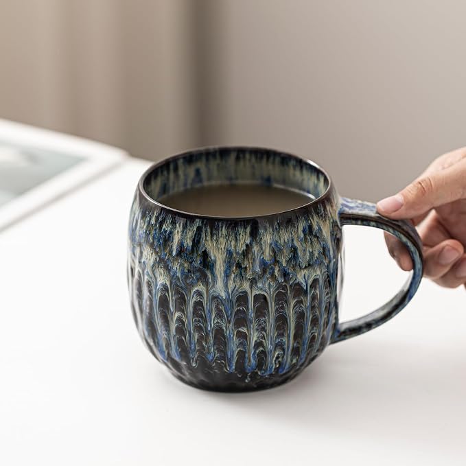 Large Ceramic Coffee Mug - 20oz Big Tea Cup, Flowing Blue | Large Tea Mug, Microwave Safe, Dishwasher Safe - Image 7