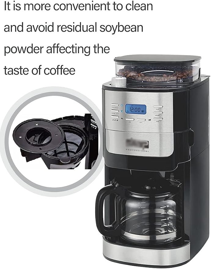 Electric Drip Coffee Machine, Full-Automatic Grinding, 24-Hour Programmable Start, Integrated Brewing System for Fresh Coffee Anytime - Image 5