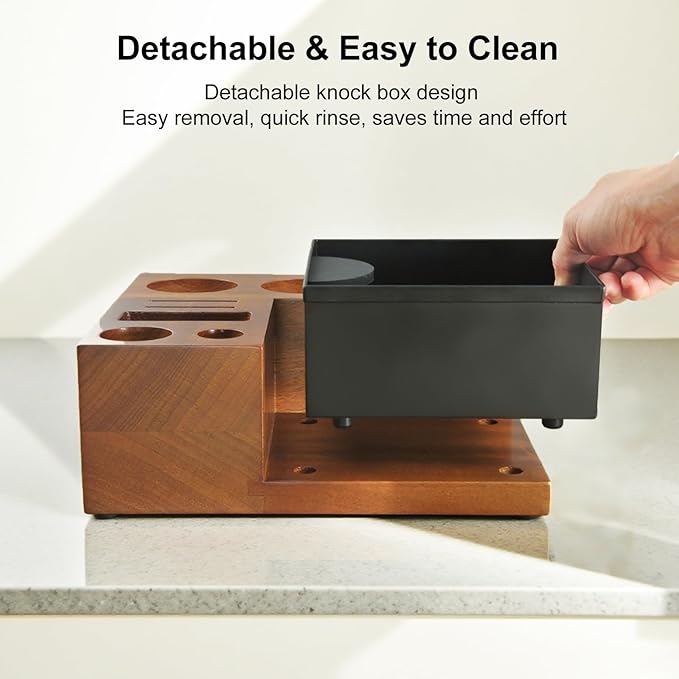 Espresso Tamping Station - Large Knock Box, 9 in 1 Espresso Coffee Organizer for Storage 51/53/54/58MM Espresso Tamper, Distributor, Portafilter and Puck Screen Accessories