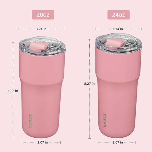 BJPKPK 24 oz Coffee Tumbler, Insulated Stainless Steel Travel Cup | Double Wall Vacuum, Leak Proof Lid, Keeps Hot/Cold/Iced, BPA Free, Dishwasher Safe, Cupholder, Pink - Image 5