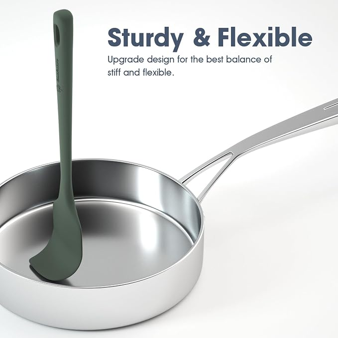 ChefAide 5 Pieces Silicone Spatula Set, Food Grade Rubber Spatula, Upgrade Strong Handle with Ergonomic Grip, Heat Resistant Up to 600°F for Nonstick Cookware, Cooking - Image 4