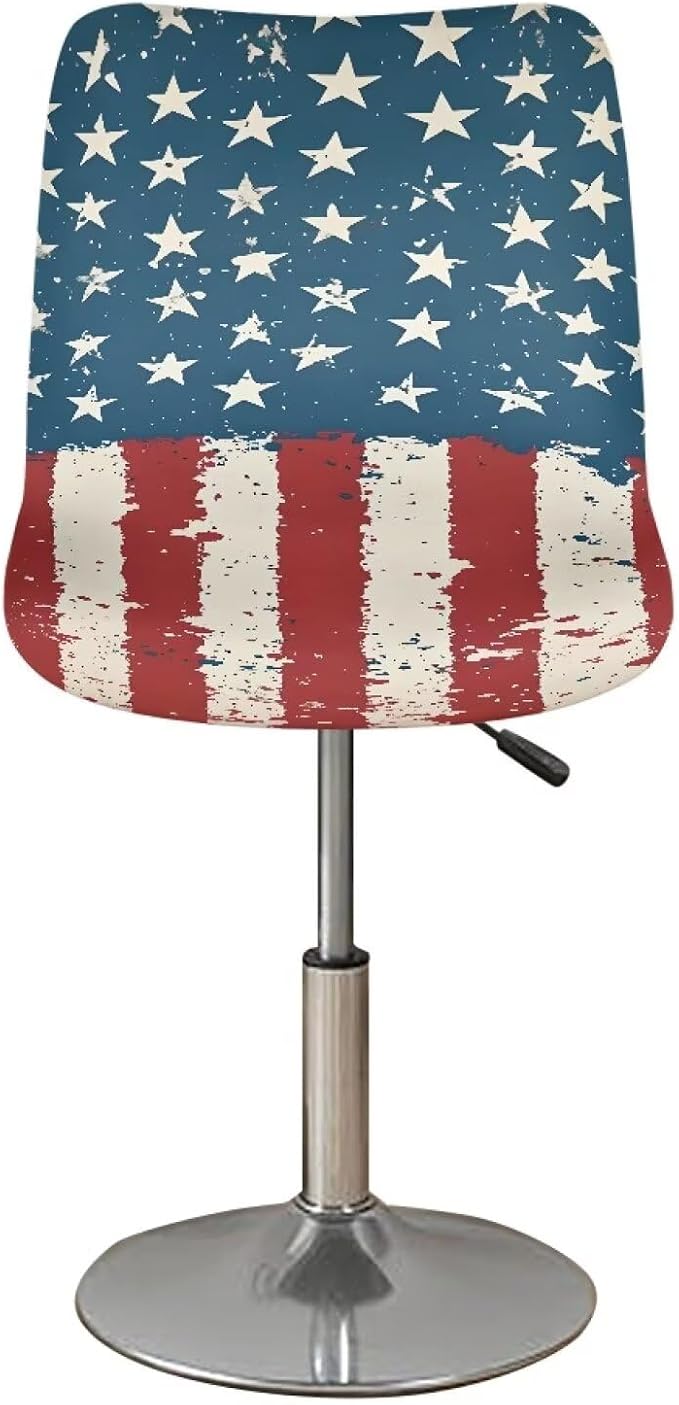Vintage American Flag Bar Stools Set of 2 Bar Stool Slipcovers Green Leaf Non Slip Dining Chair Slipcover Swivel Chair Seat Covers Home Kitchen Furniture Protector - Image 2