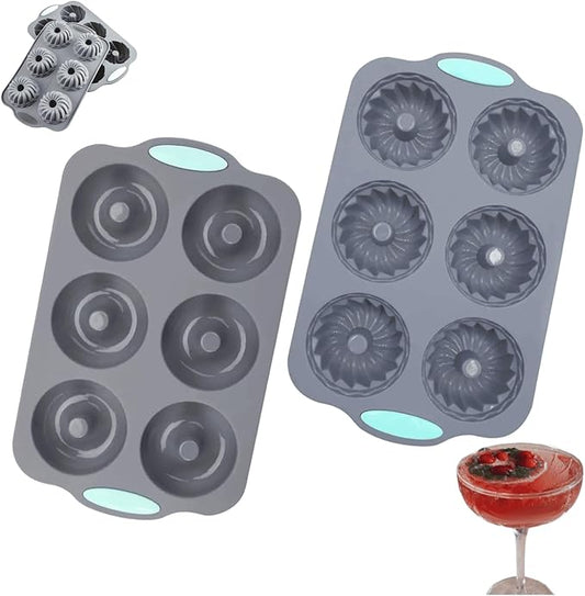 Wreath Ice Mold, Christmas Wreath Ice Mold, Holiday Christmas Shaped Silicone Ice Cube Making Trays/Molds, 6 Hole Silicone DIY Mold Suitable for Ice Cubes, Cakes, Soap (2PCS-C)