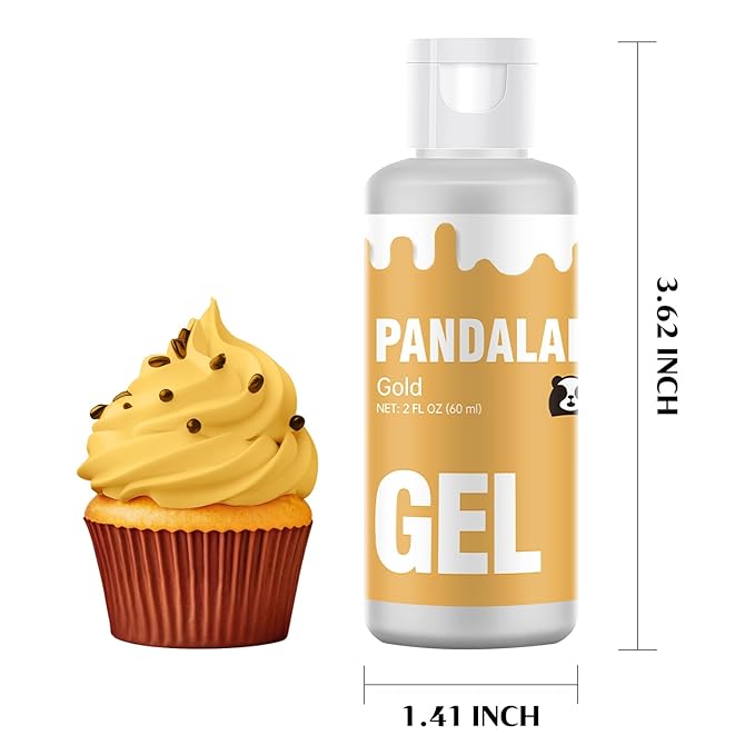 Gold Gel Food Coloring - Pandalab 2 Ounce High Concentrated Food Dye for Baking, Cake, Cookie, Fondant, Icing, Easter Egg, Macaron, DIY Slime (60ml)