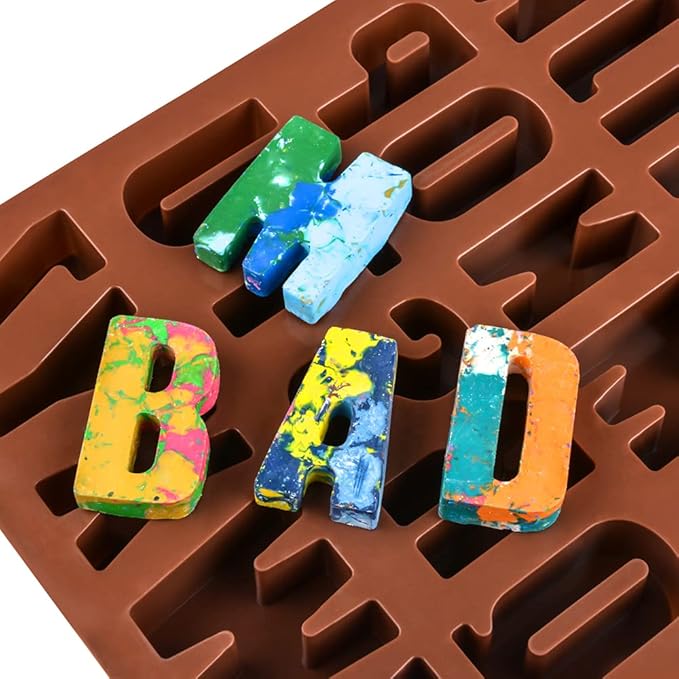 2pcs Large Letter Molds Silicone Alphabet Mold for Crayon, Cake Baking Decor (2)
