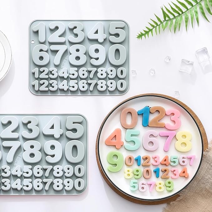 60 Cavities Number (0 to 9) Shape Candy & Chocolate Silicone Molds,2 Size, Non-Stick, Baking Molds for Making Candle, Cake Decoration, Jelly, Cupcake, Ice Cubes 2 Count