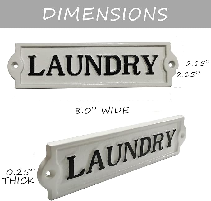 Farmhouse Decor Metal Laundry Signs - Cast Iron Door Room Plaques with "Laundry" - Image 7