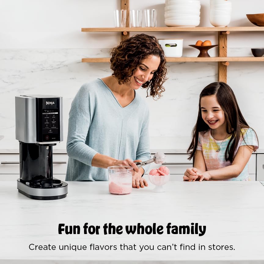 Compact Ice Cream Maker 7 Programs with 2 Pint Containers for Gelato Sorbet Milkshake Smoothie Bowls Silver