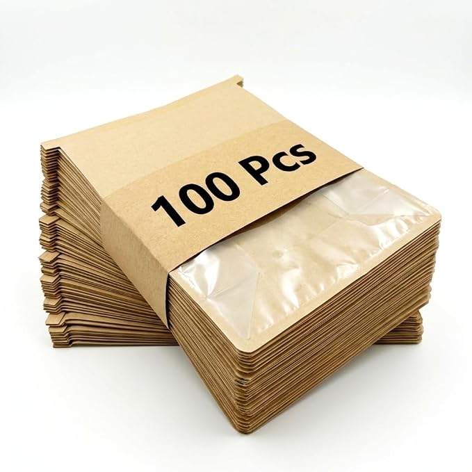 100 Pack Eco-Friendly Kraft Paper Bakery Bags with Clear Window, Reusable Tin Tie Tab Lock for Sealed Freshness, Baked Goods Packaging for Gifting and Bake Sale Medium(6.3*10.2*5.1Inches) - Image 7