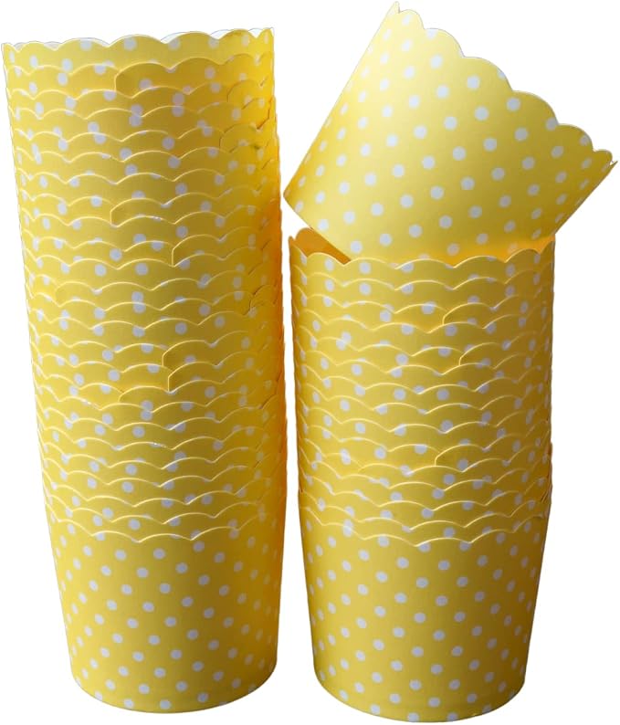 Paper Baking Cups (Polka Dots), Greaseproof Disposable Cupcake Liners (Yellow, Large Cups (50-Pack)) - Image 2