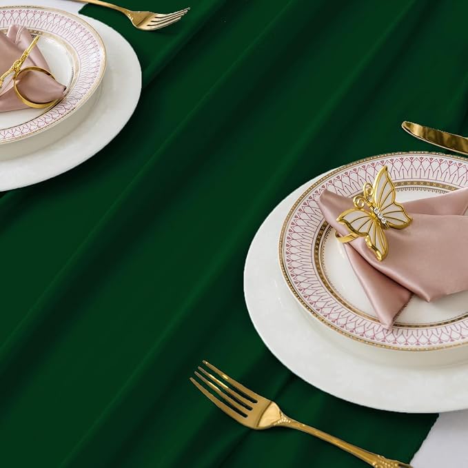 MDS Pack of 10 | Hunter Green | 10ft Chiffon Table Runner 29x120 Inches Long Romantic Rustic Sheer Gauze Runner for Wedding Bridal Shower Birthday Banquets Engagement Spring Easter Boho Decorations - Image 4