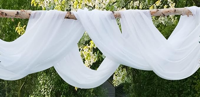 Warm Home Designs 55 x 900 White Sheer Window Scarf. AM White 900" | Extra Long Window Scarves Valances are Great As Wedding Arch Draping Fabric, Bed Canopy Or for Decorative Project. - Image 5