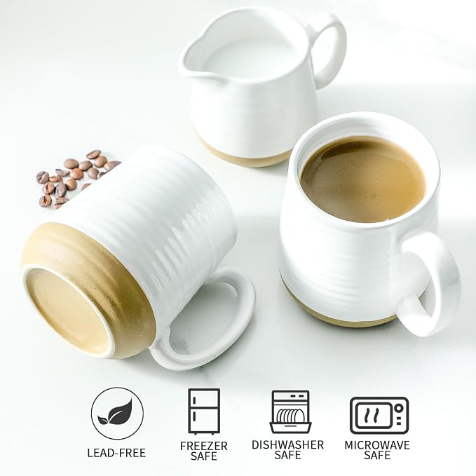 Hasense Coffee Mugs Set of 6, 15 oz Ceramic Coffee Cups with Comfortable Handle, Classic White Mug for Men and Women, Tea Cup Set for Latte, Cappuccino, Milk, Soup, Dishwasher and Microwave Safe - Image 6