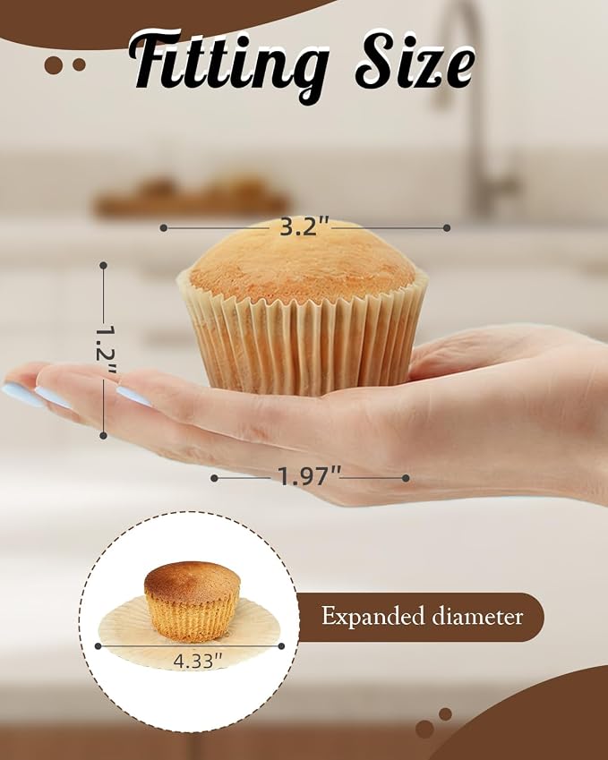 700 Count Brown Cupcake Liners - Natural Parchment Baking Cups, 2 Inch | Non-Stick, Greaseproof, Disposable Muffin Liners - Hold Cupcakes, Muffins, Desserts & Nuts for Parties, Weddings and Birthday - Image 2