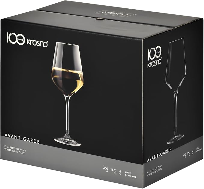 Krosno White Wine Glasses Set of 6, 13.2 oz, Avant-Garde Collection | Wine Tumbler with Stem, Lead-Free Crystal Glassware, Drinking Glasses, Elegant Cups, Home & Restaurant, Dishwasher Safe - Image 9