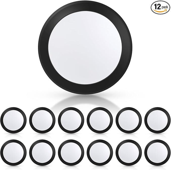 ECOELER 5/6 Inch Dimmable LED Disk Lights, 16.5W Recessed Retrofit Ceiling Downlight, 1100lm 3000K Warm White, Low Profile Flush Mount Disk Light for J-Box or Recessed Can, ETL-Listed, Black, 12 Pack by ECOELER