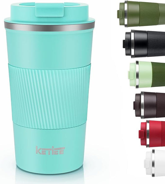 KETIEE Travel Mug 12oz: Vacuum Insulated Coffee Mug with Leakproof Lid, Travel Coffee Mug, Stainless Steel Double Walled Reusable Coffee Cup for Hot and Iced Coffee Tea Water (Blue) by KETIEE