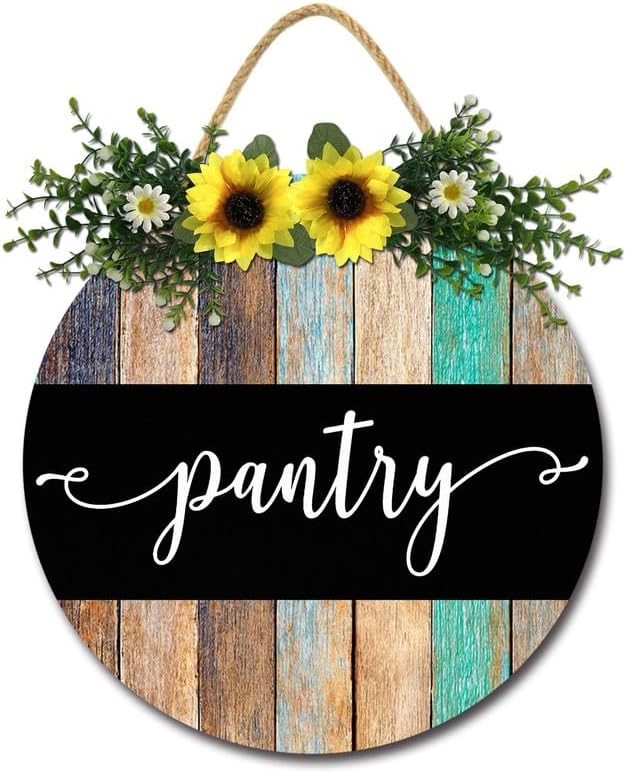 Pantry Signs Wall Art, Farmhosue Pantry Wall Decor, Round Wood Wall Hanging Plaque for Pantry Room Decor, Christmas Gift for Home 11 Inches by Sokomurg