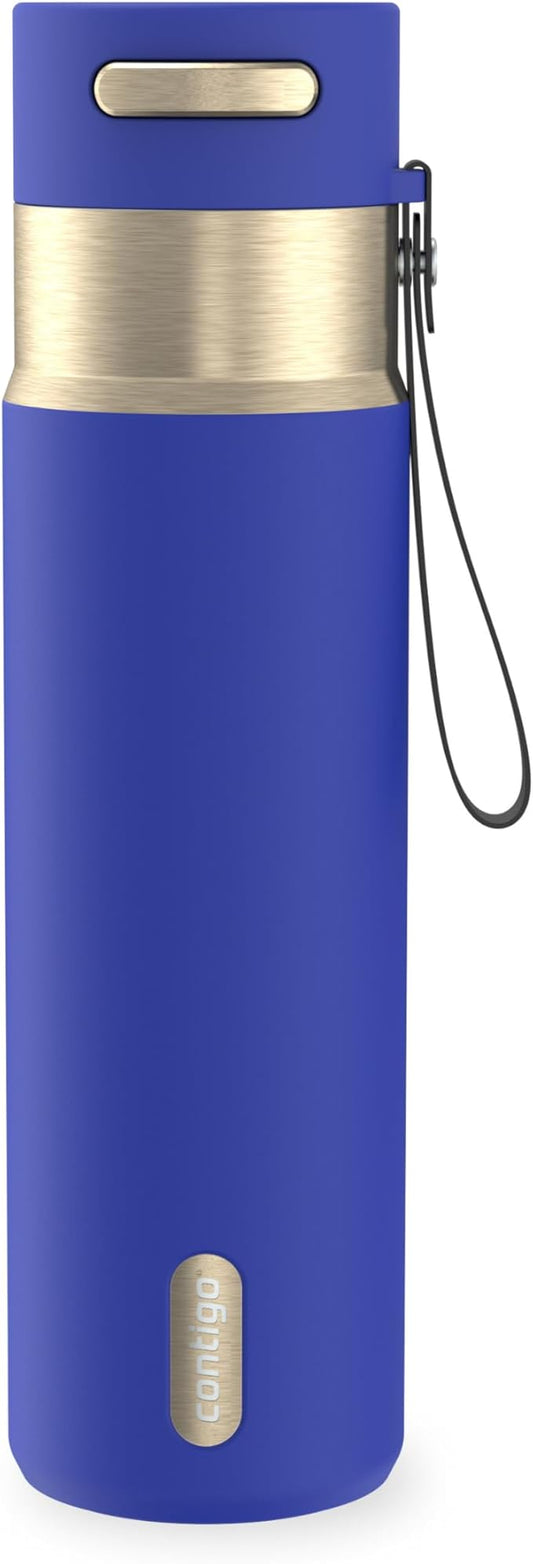 Contigo AutoSeal 24 oz Stainless Steel Vacuum-Insulated Water Bottle with Leakproof Push-Button Spout & Lock, Carry Strap, BPA-Free & Lead-Free, Dishwasher Safe by Unknown