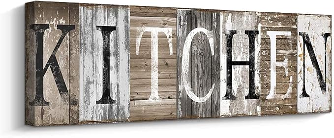 Pinetree Art Rustic Farmhouse Kitchen Wall Decor Canvas Prints Kitchen Signs Wall Decor (With Solid Wood Inner Frame) by PinetreeArt