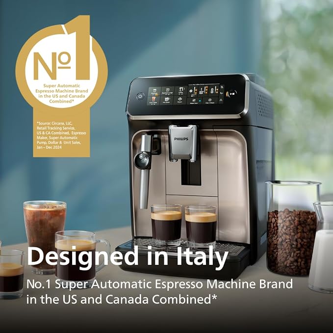 Philips 3300 Series Fully Automatic Espresso Machine with integrated milk frother and grinder, 5 Hot & Iced Coffee Pre-Sets, 40% Quieter SilentBrew, 15-Bar Pressure, Glossy Black (EP3326/90) | Integrated milk frother, Grinder, 5 Hot & Iced Coffee Pre-S... - Image 7